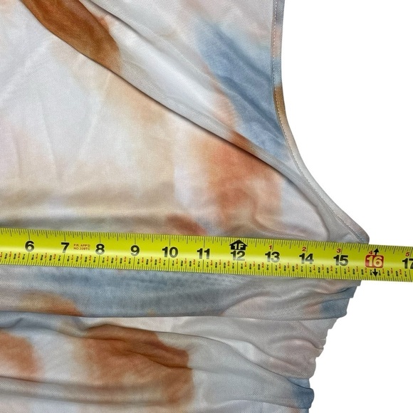 Shein Essence Mock Neck Sleeveless Mesh Tie-Dye Ruched Tank Top Top Size 6 - Picture 8 of 11